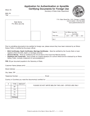 Apostille Illinois Application  Form