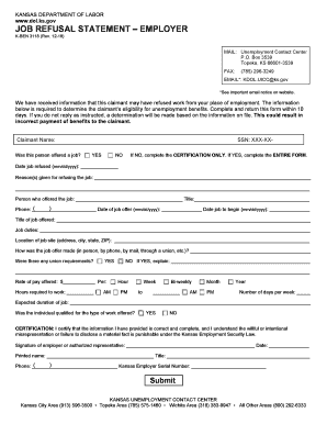 Claimant Separation Statement  Form