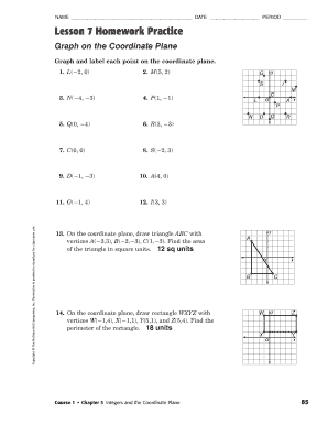 Lesson 7 Homework Practice Graph on the Coordinate Plane Answer Key  Form