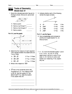 Geometry Module 1 Test Answer Key  Form