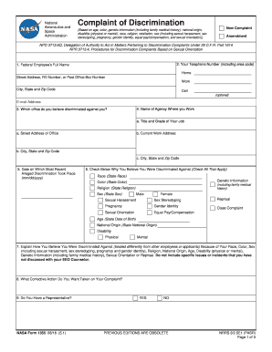 Nasa Discrimination National Aeronautics Administration  Form