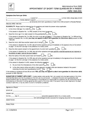  APPOINTMENT of SHORT TERM GUARDIAN by a PARENT 2018-2024