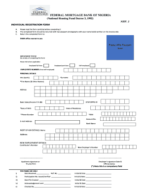 Federal Mortgage Bank of Nigeria Individual Registration Form
