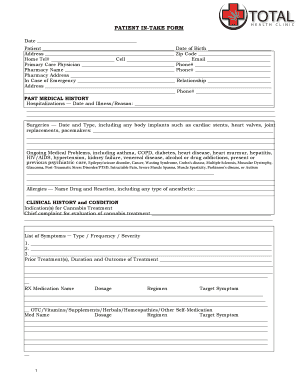 Florida Patient Intake Forms