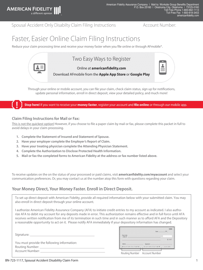  American Fidelity Company Bn Claim Form 2017-2024