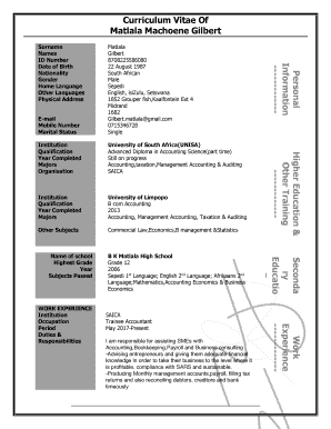 Cv in Sepedi  Form