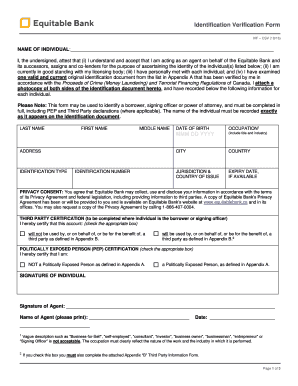 Equitable Bank Identification Verification Form