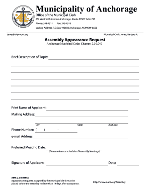 Get and Sign Form Assembly Appearance Request PDF 2012-2022
