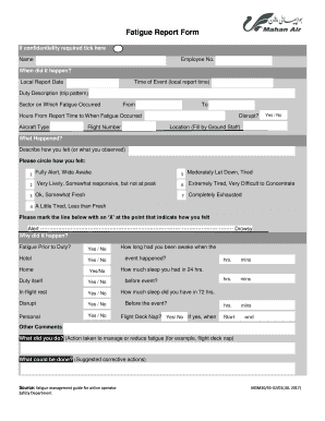 Fatigue Report Form