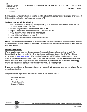  Individuals Receiving Unemployment Benefits from the State of Rhode Island May Be Eligible for a Waiver of 2018