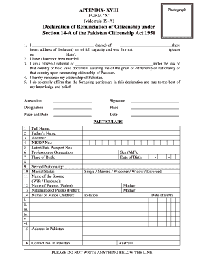 Vide Rule 19 a Declaration of Renunciation of  Form