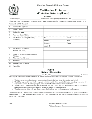 Protection Status Applicant S Pakistan Org Au  Form