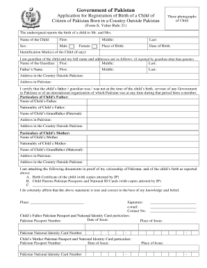 Government of Pakistan Application for Registration of  Form