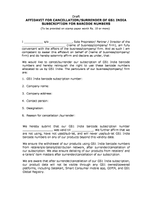 Affidavit for Pan Card Surrender  Form