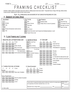  Framing Checklist Nj 2009-2024