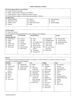 Ecers Checklist  Form