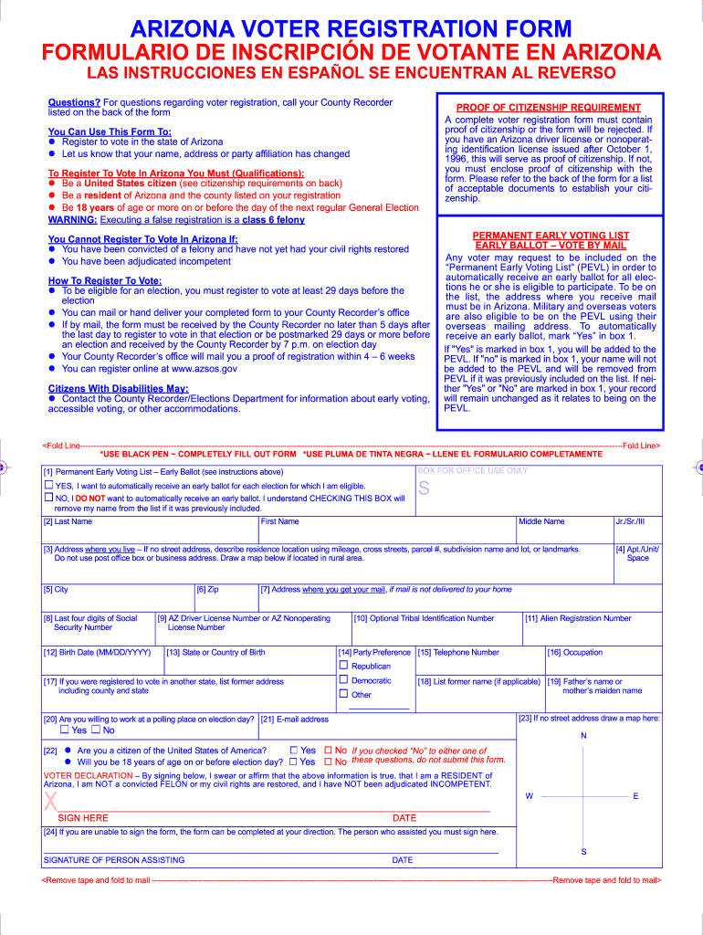  Az Voter Form 2011-2024