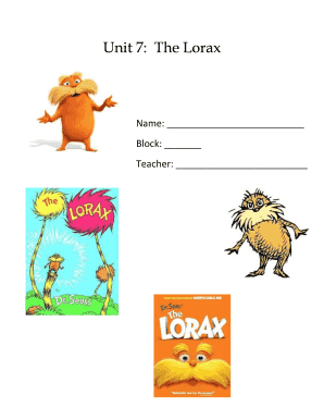 Unit 7 the Lorax  Form