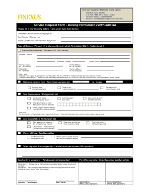 Service Request Form Borang Permintaan FINEXUS Cards