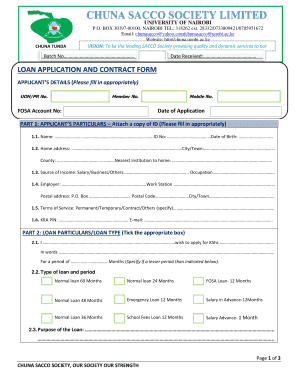 Chuna Sacco Loan Forms