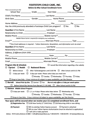 Before &amp; After School Enrollment Form