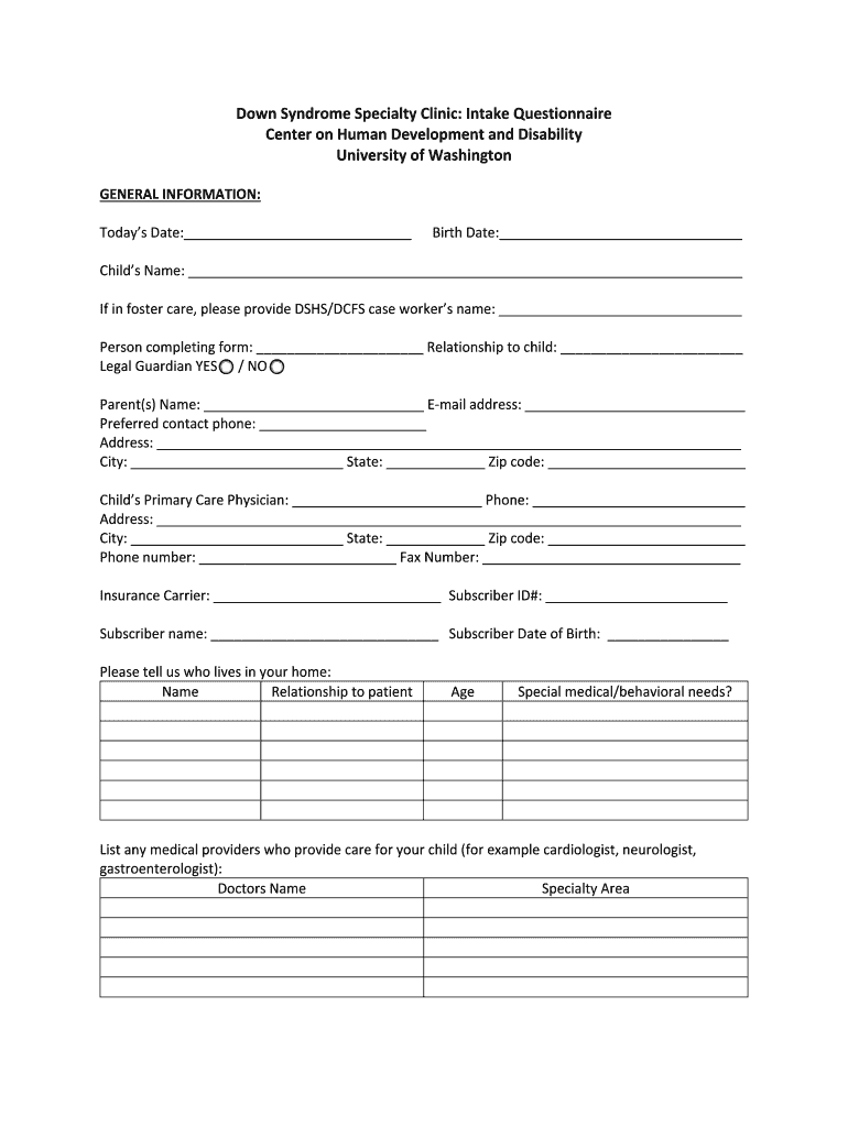 Get and Sign DSSC Intake Questionnaire DOCX  Form