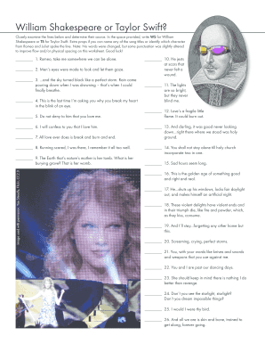 Shakespeare or Taylor Swift PDF  Form
