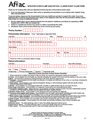  Aflac Specified Event Claim Form 2017-2024