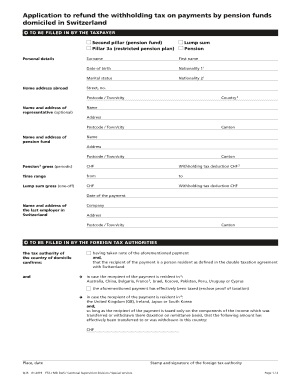 Form Q is Application to Refund the Withholding Tax on Payments by Pension Funds Domiciled in Switzerland