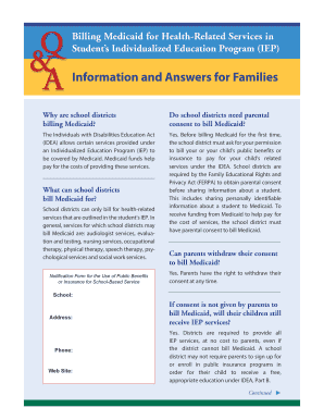 Billing Medicaid for Health Related Services in Student's  Form