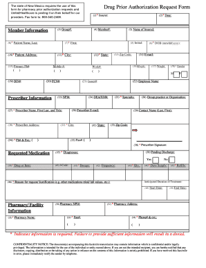 New Mexico Drug Authorization Request Form