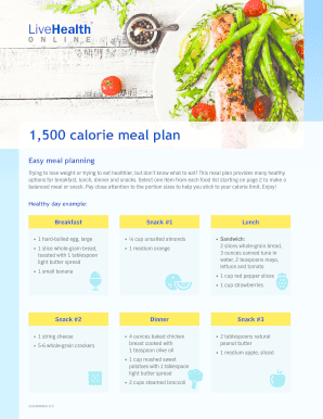 Livehealth Online Meal Plan  Form