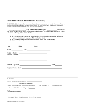 Volvo Odometer Statement  Form