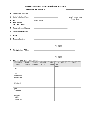 Nhm Haryana  Form