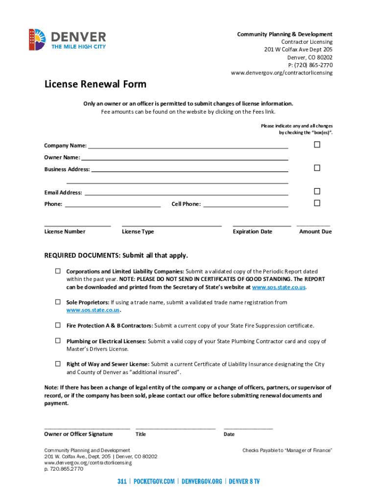 License Renewal Form License Renewal Form