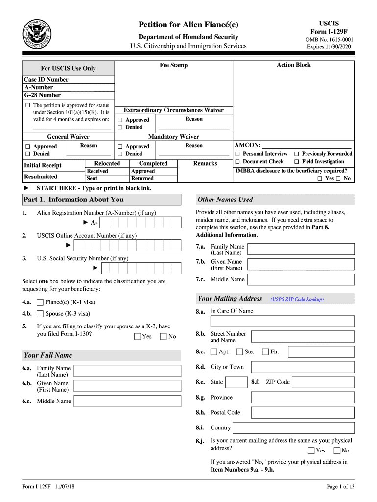  Form I 129f 2018-2024
