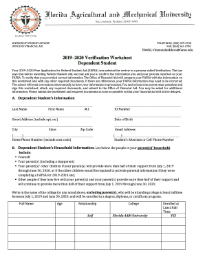  to Verify that You Provided Correct Information the Office of Financial Aid Will Compare Your FAFSA with the Information on 2019