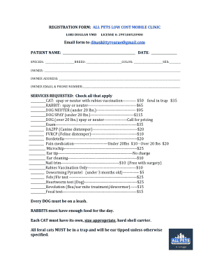 REGISTRATION FORM ALL PETS LOW COST MOBILE CLINIC