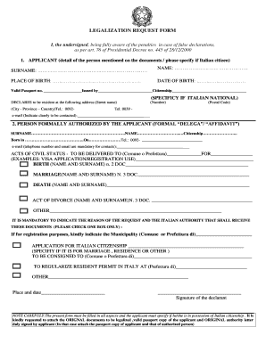 Legalization Request Form