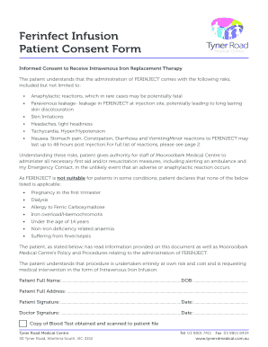 Iron Infusion Consent Form Template
