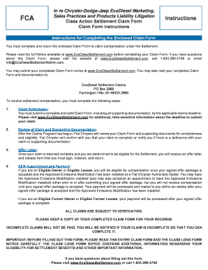 Ecodiesel Settlement Claim Form