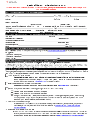 Affiliate Authorization  Form