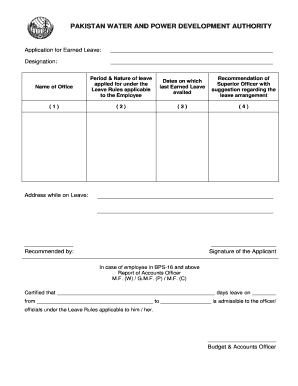 Wapda Earned Leave Form