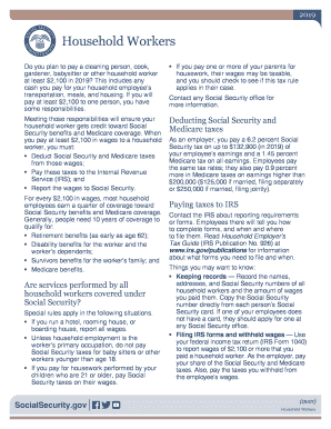 Household Workers Social Security  Form