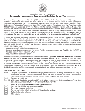 Hawaii State Department of Education Concussion Management  Form