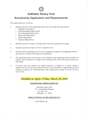 Get and Sign Deridder Rotary Scholarship 2019-2022 Form
