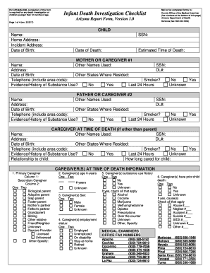  Az Infant Death Checklist 2017-2024