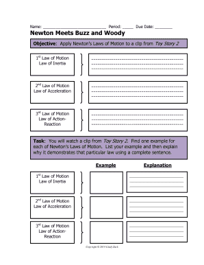 Toy Story 2 Newton&#039;s Laws  Form
