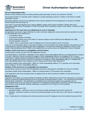  Driver Authorisation Application 2019-2024