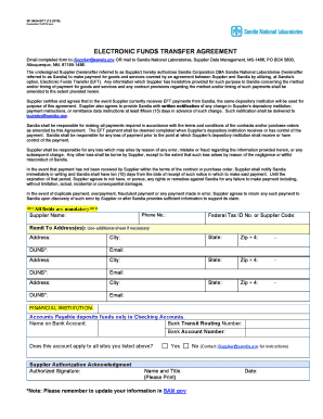  Eft Electronic Funds Agreement Form 2018-2024